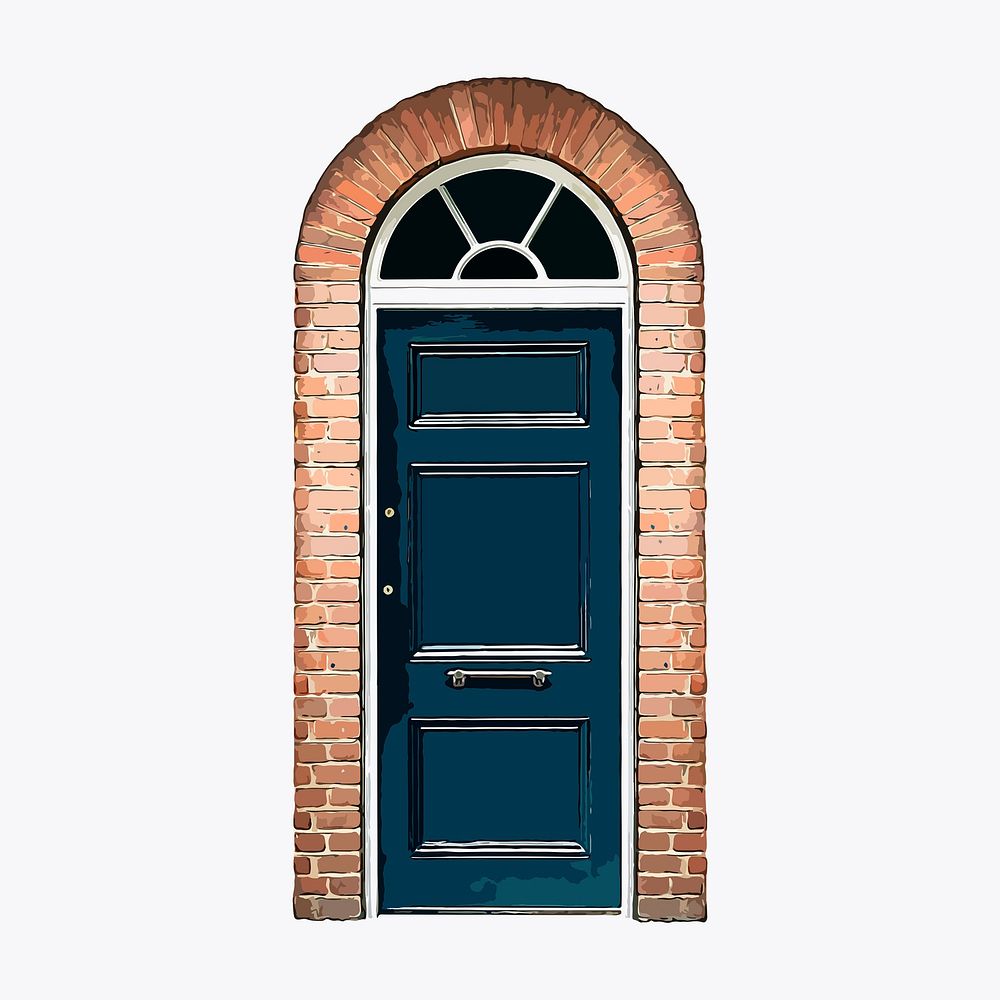 Modern house door clipart, European architecture illustration vector