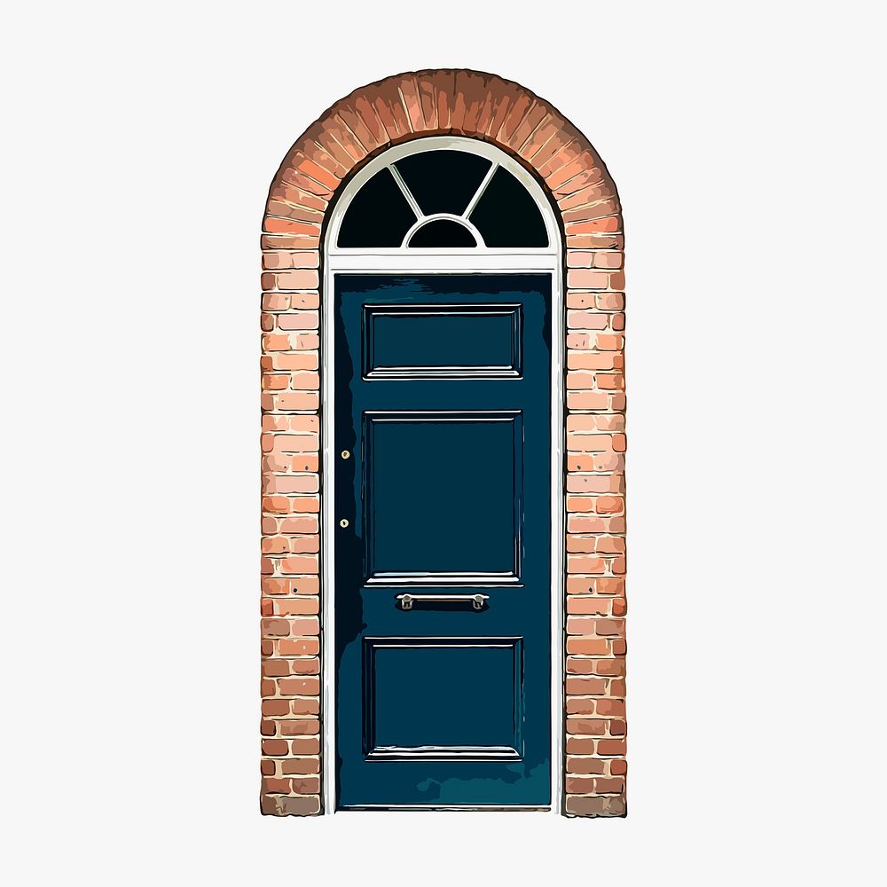 Modern house door clipart, European architecture illustration psd