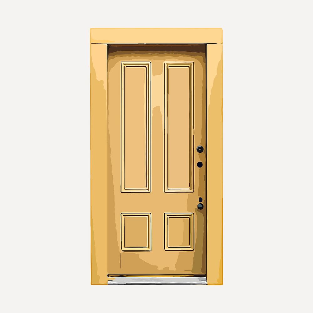 Yellow panel door clipart, modern house exterior illustration vector