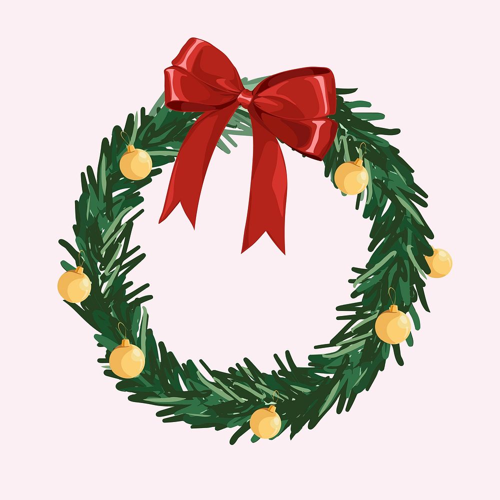 Christmas wreath, home decorate illustration vector