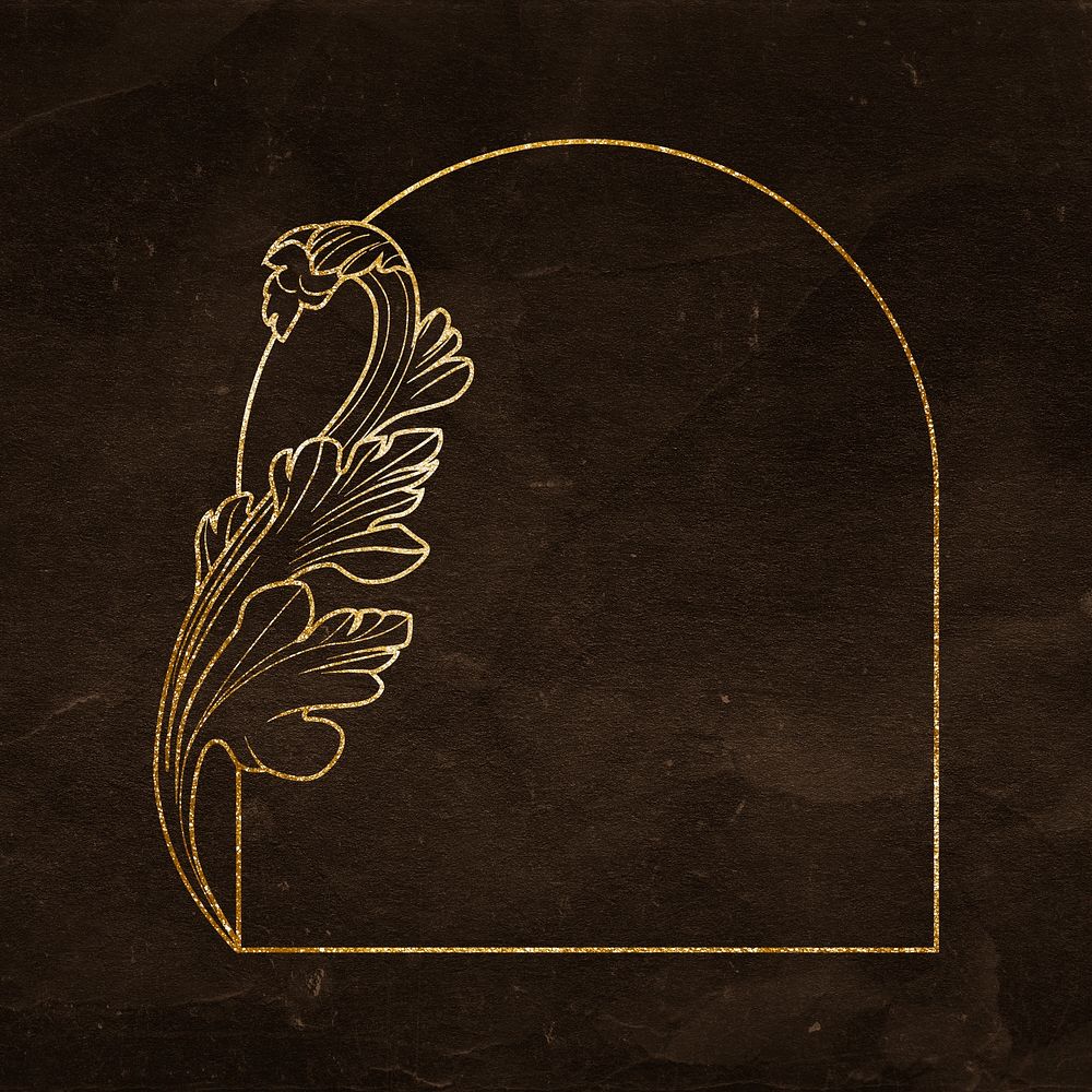 Gold flower frame, aesthetic vintage design