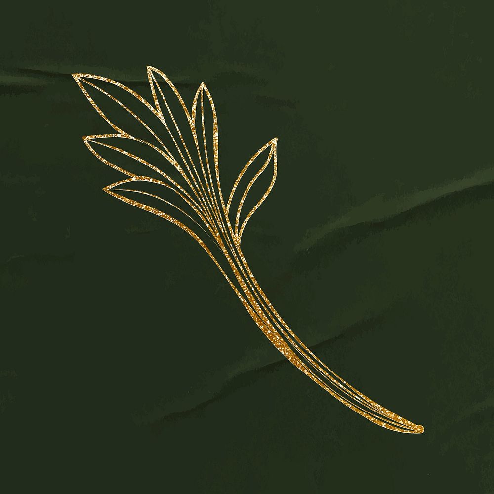 Gold ornament illustration sticker, aesthetic line art design vector