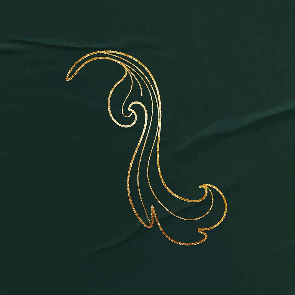 Gold ornament illustration sticker, aesthetic line art design vector