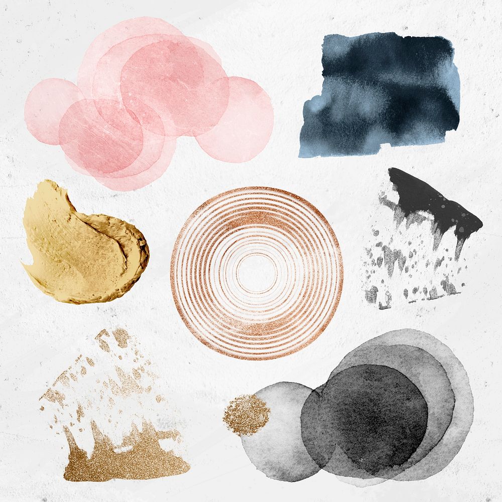 Abstract paint smear collage element psd set