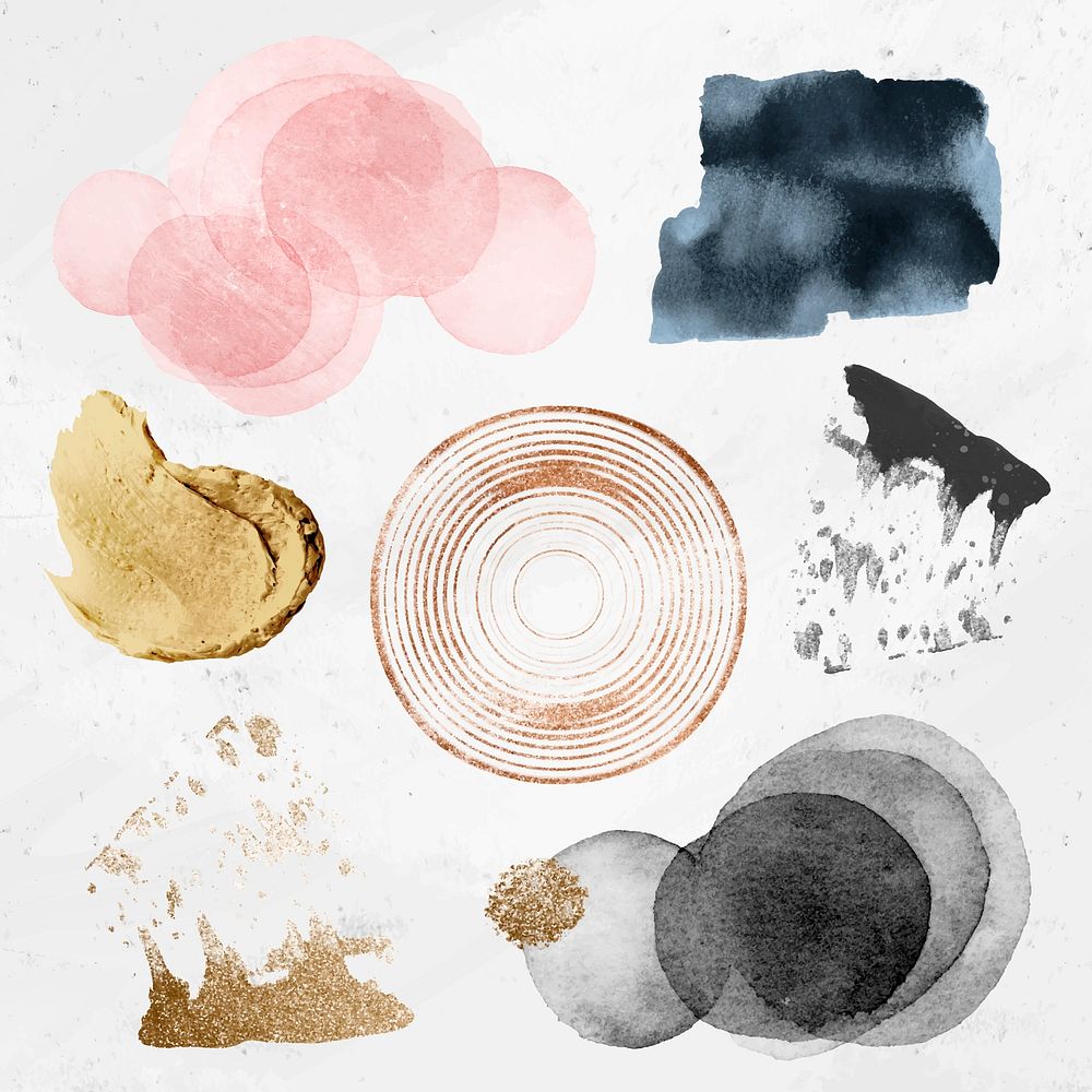 Watercolor smudge clipart, abstract design space graphic vector set