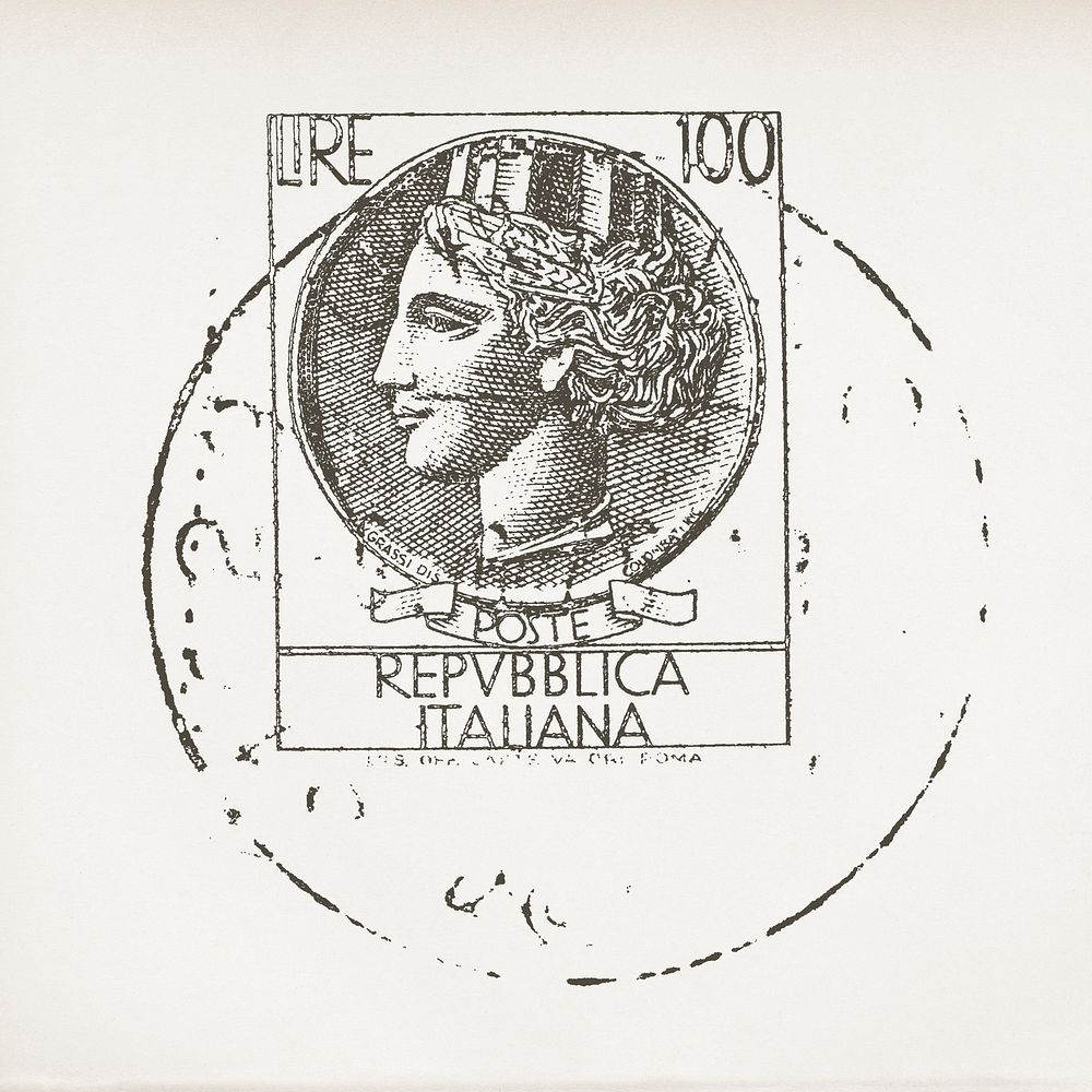 Italy postage stamp vintage illustration