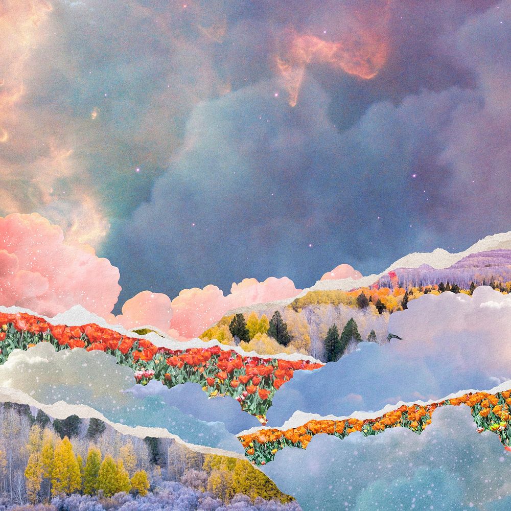 Aesthetic pastel sky background, surreal celestial design psd