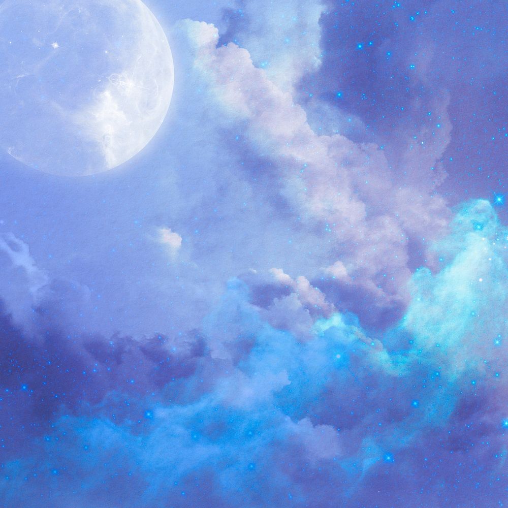 Blue sky background, moon and cloud design 