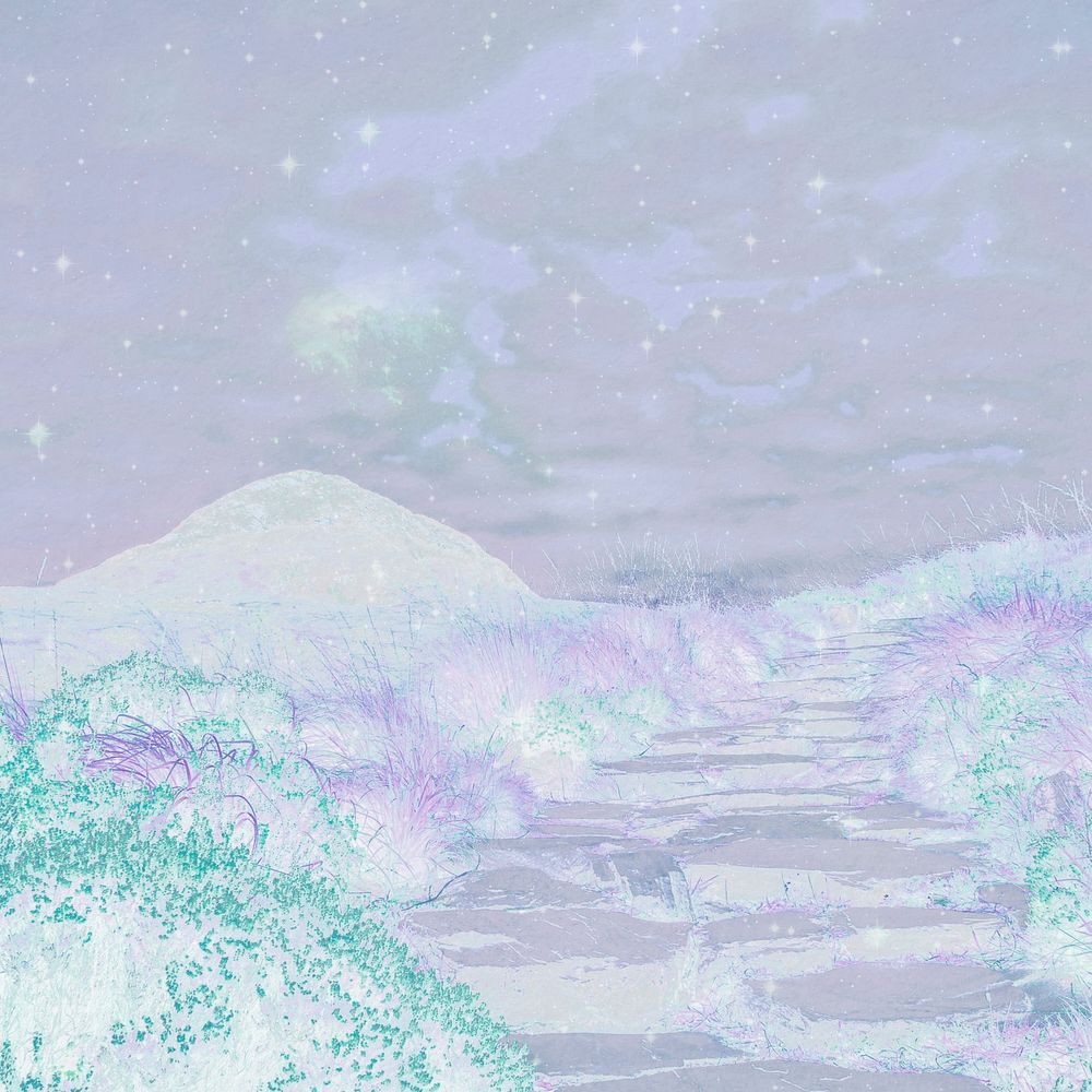 Holographic landscape background, iridescent design 