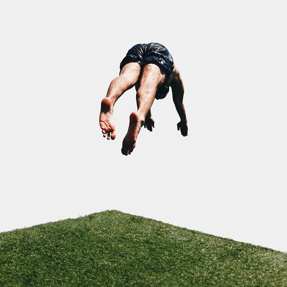 Diving man isolated, off white design