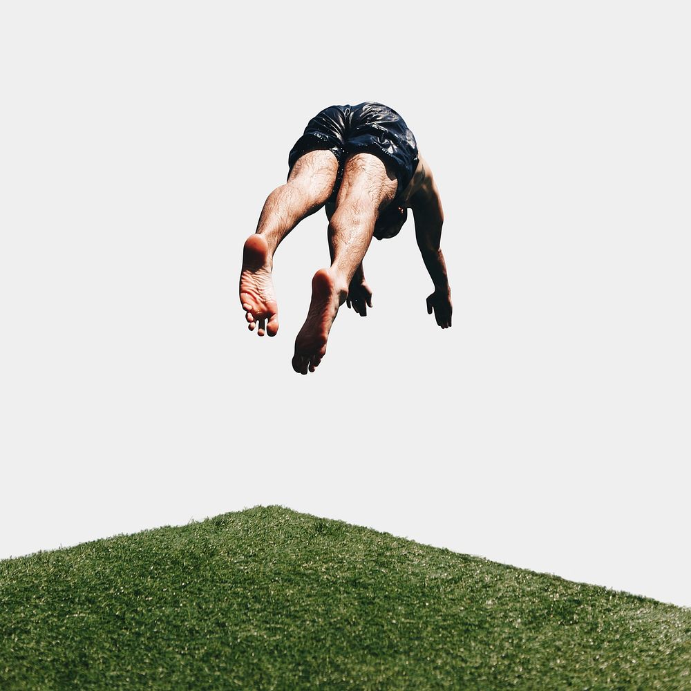Man diving isolated, off white design psd