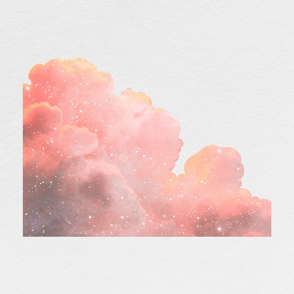 Pink pastel cloud collage element, sky design psd