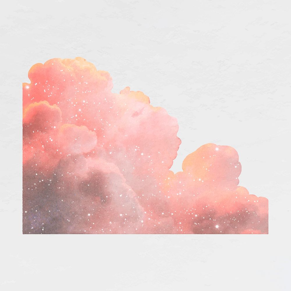 Pink cloud border, bling sky design vector