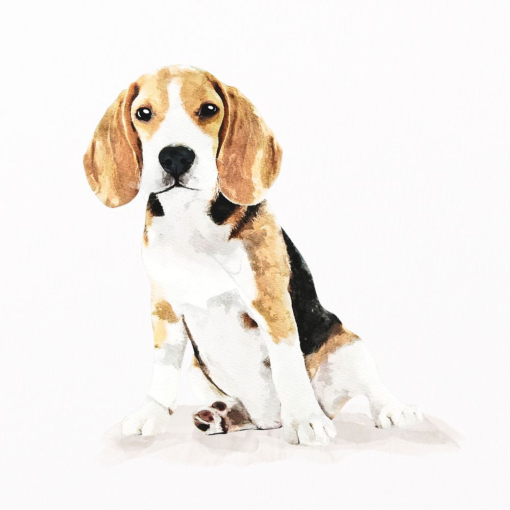 Cute beagle illustration psd, cute pet painting 