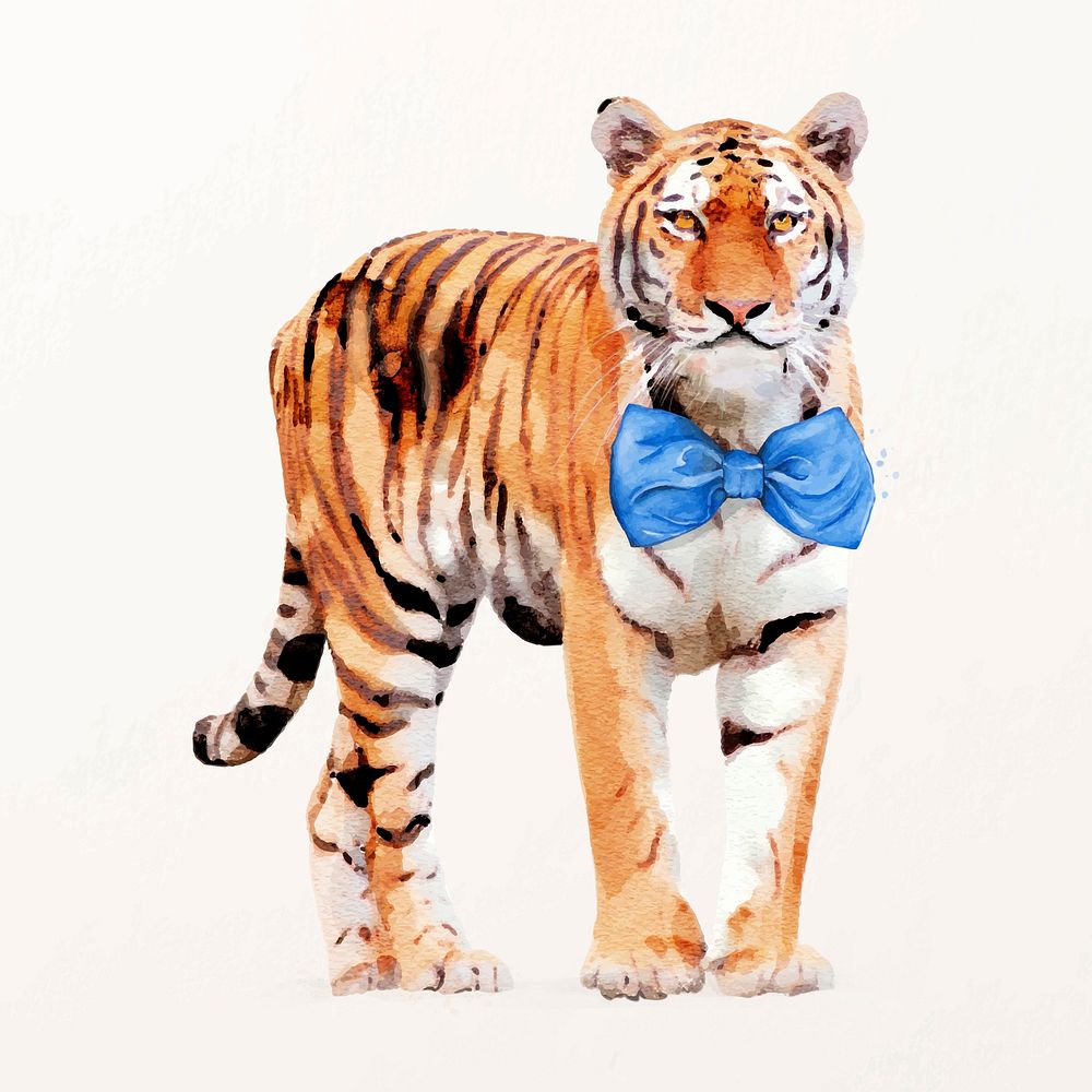 Tiger illustration vector in watercolor
