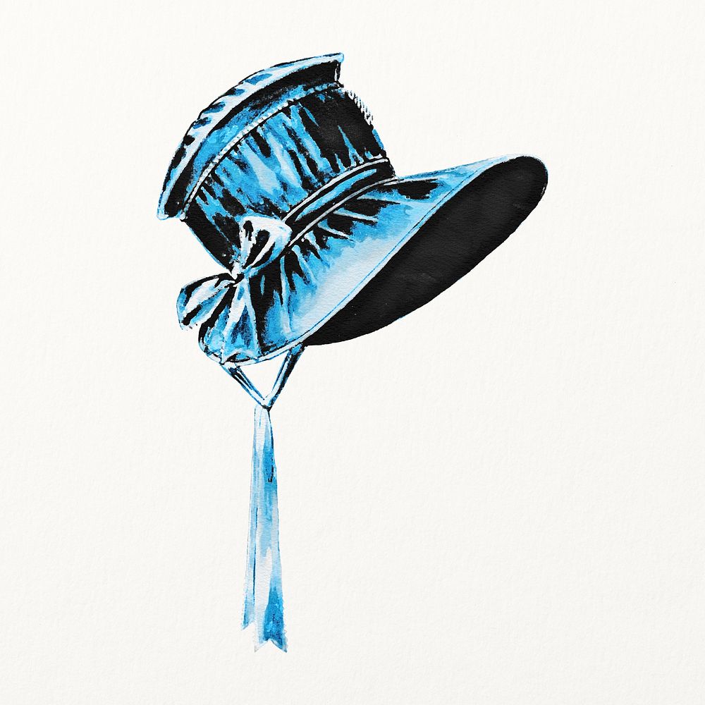 Watercolor blue bonnet illustration