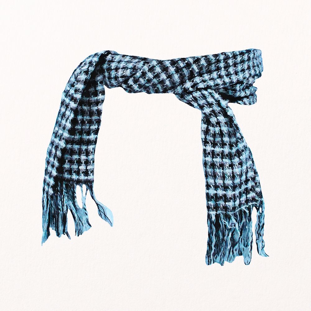 Blue checked scarf illustration psd
