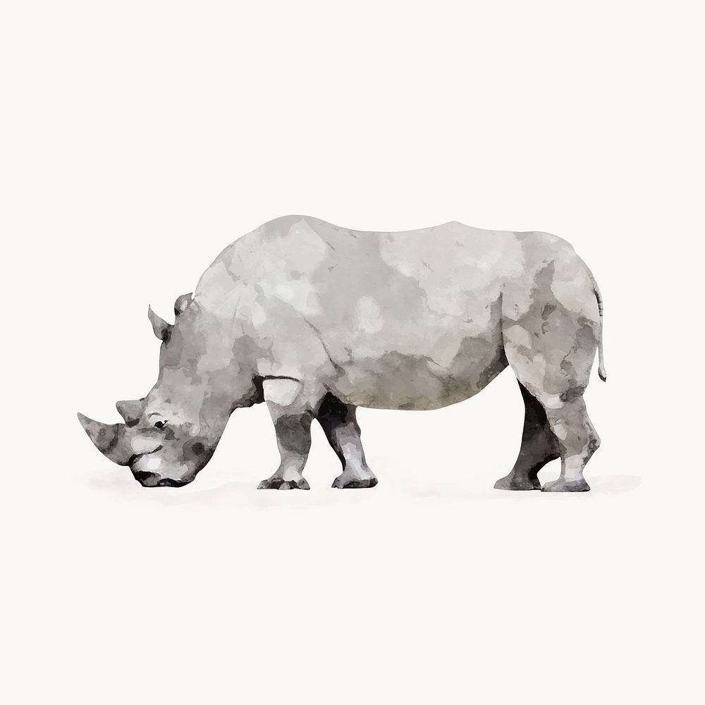 Rhinoceros watercolor illustration, animal design vector