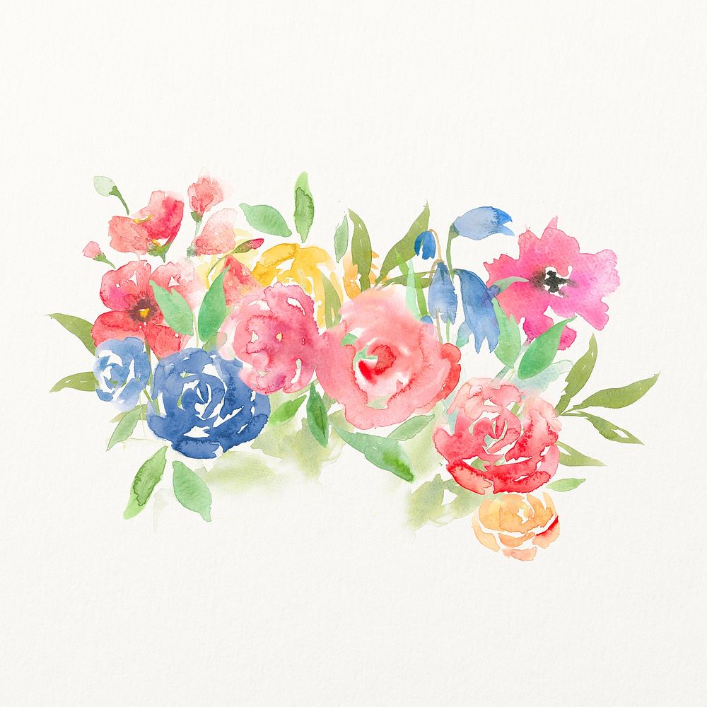 Flower wreath watercolor illustration, cute design