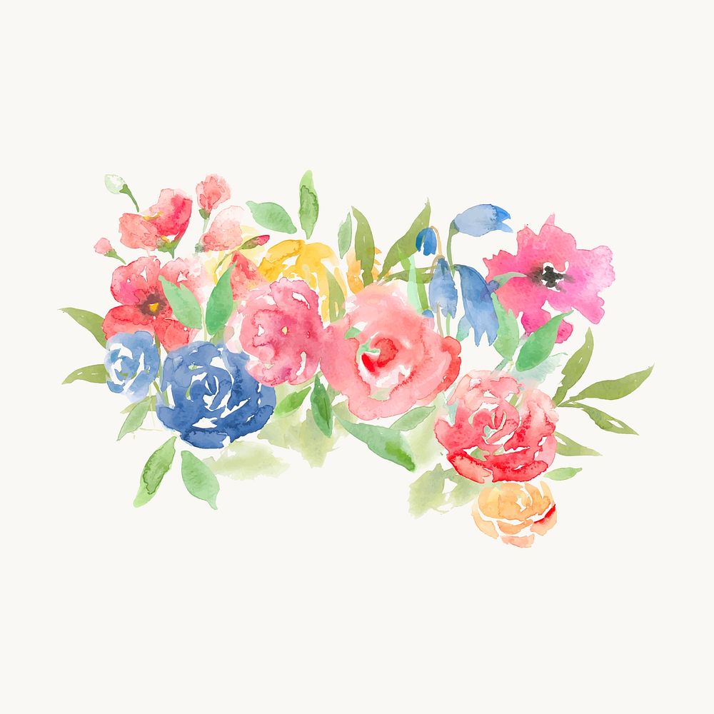 Watercolor flower wreath illustration, cute design vector