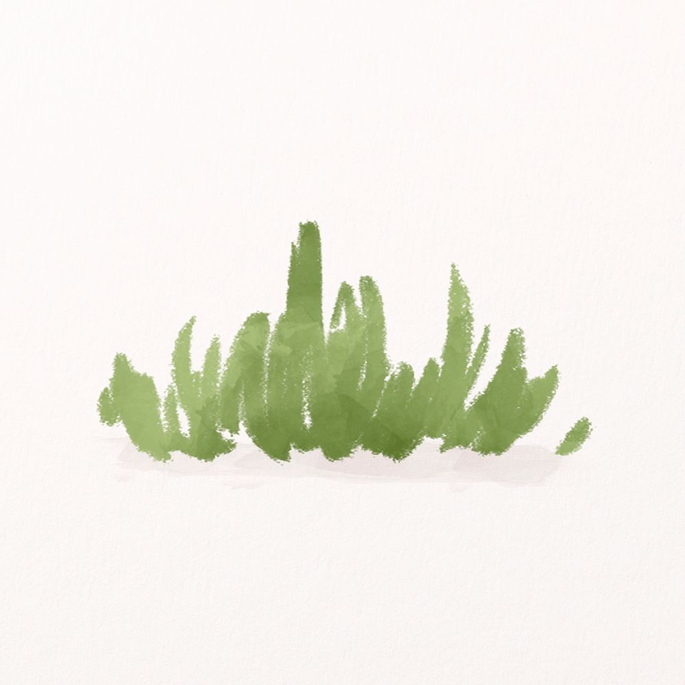 Green grass watercolor illustration, collage element design psd
