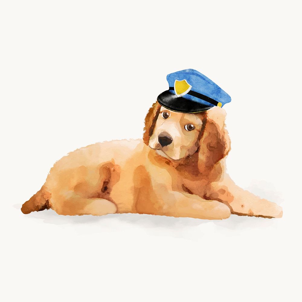 Watercolor Golden Retriever dog illustration, animal design vector