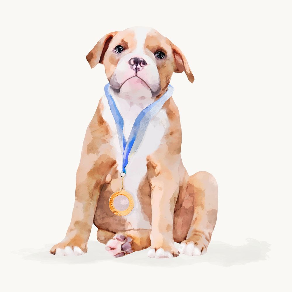 Watercolor Bulldog  illustration, animal design vector