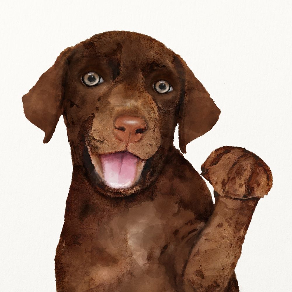 Labrador Retriever puppy watercolor illustration, cute animal design