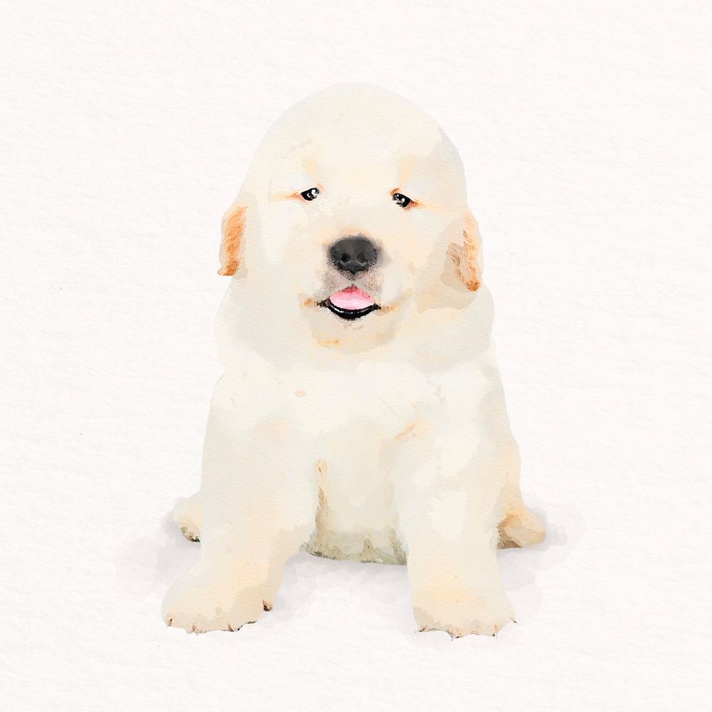 Labrador Retriever puppy watercolor illustration, pet design psd