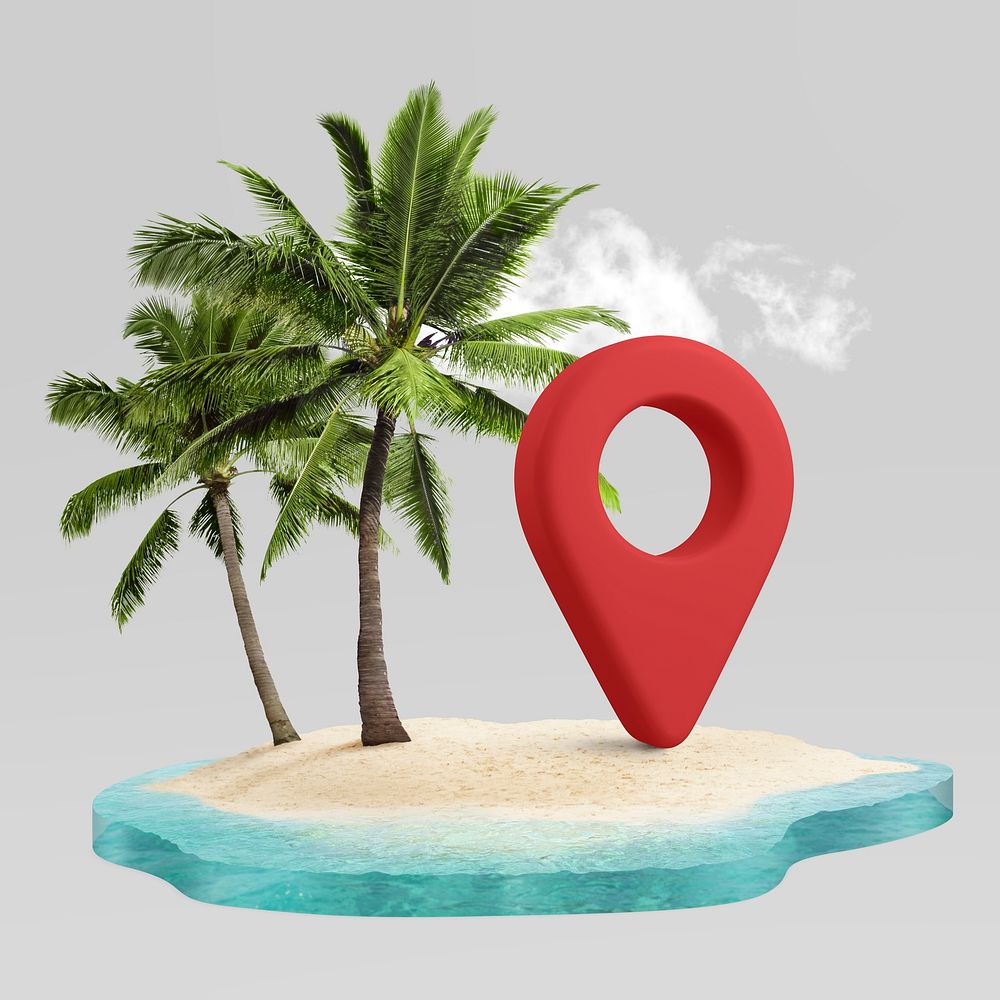 Beach location symbol, 3D rendered design psd