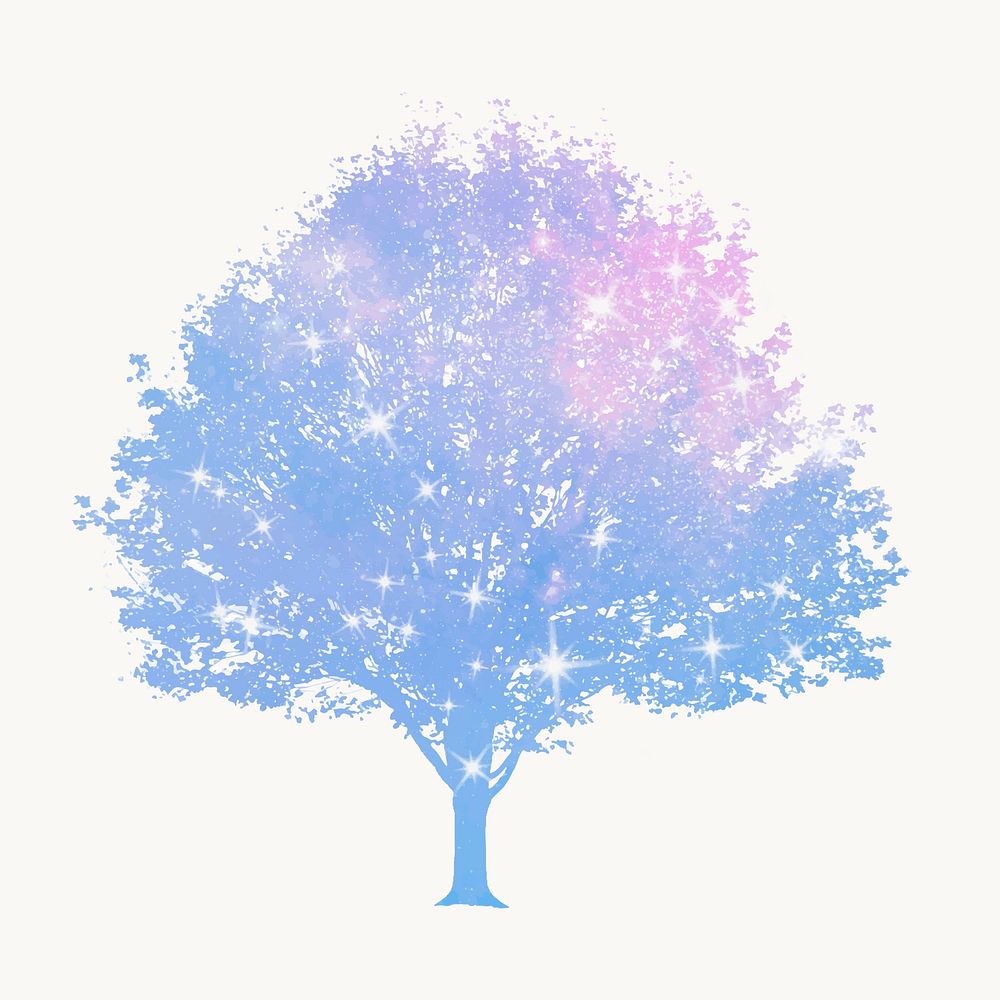 Aesthetic holographic tree isolated on white, nature design vector