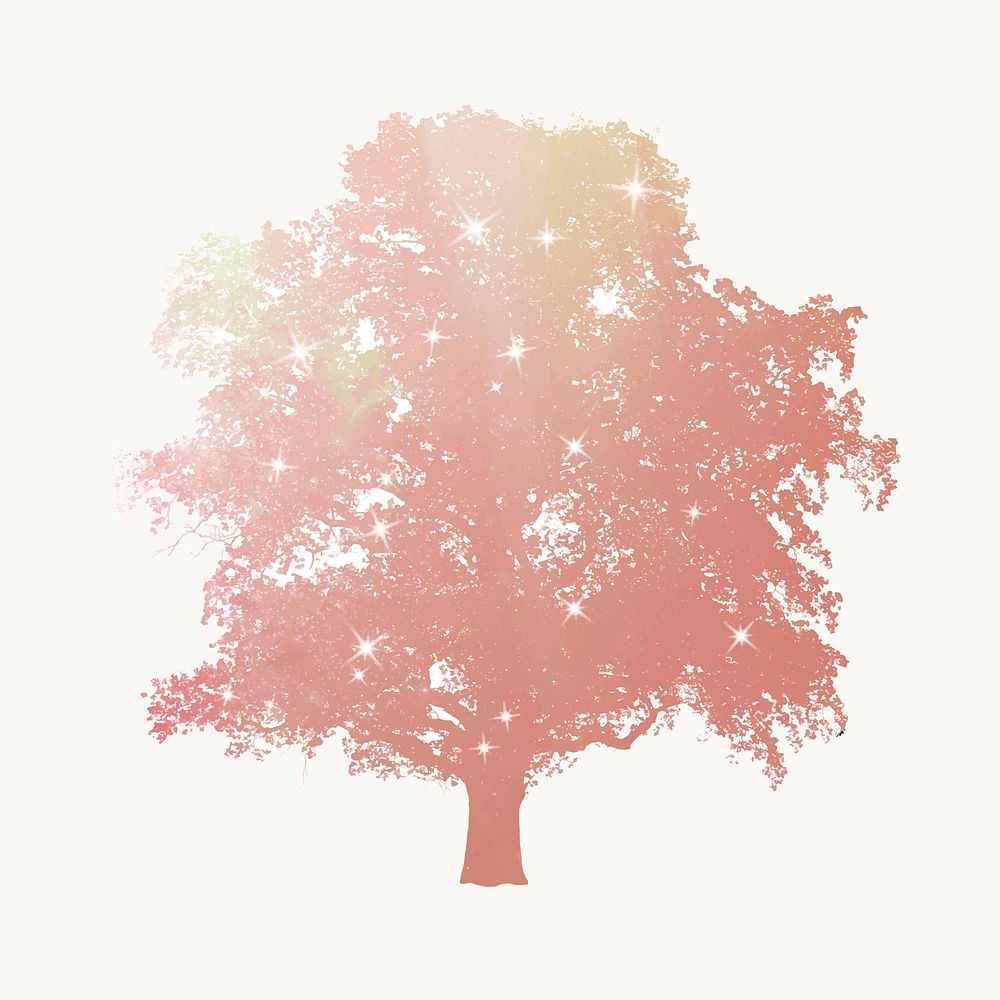 Aesthetic holographic tree isolated on white, nature design vector