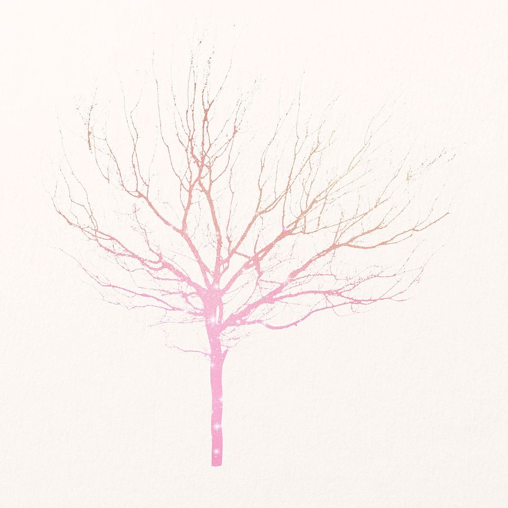 Leafless tree, aesthetic holographic isolated on white, nature design vector