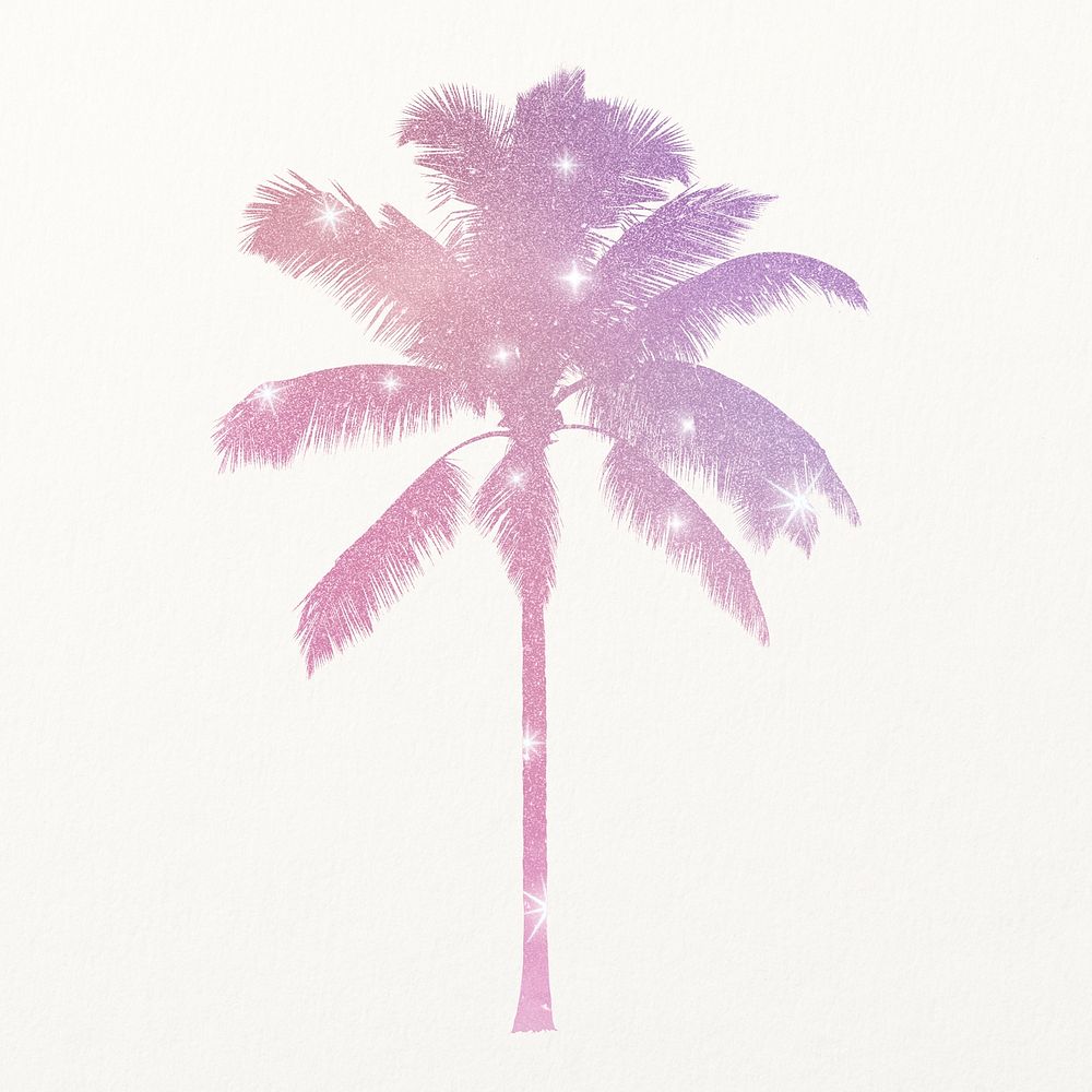 Aesthetic holographic palm tree isolated on white, nature design vector
