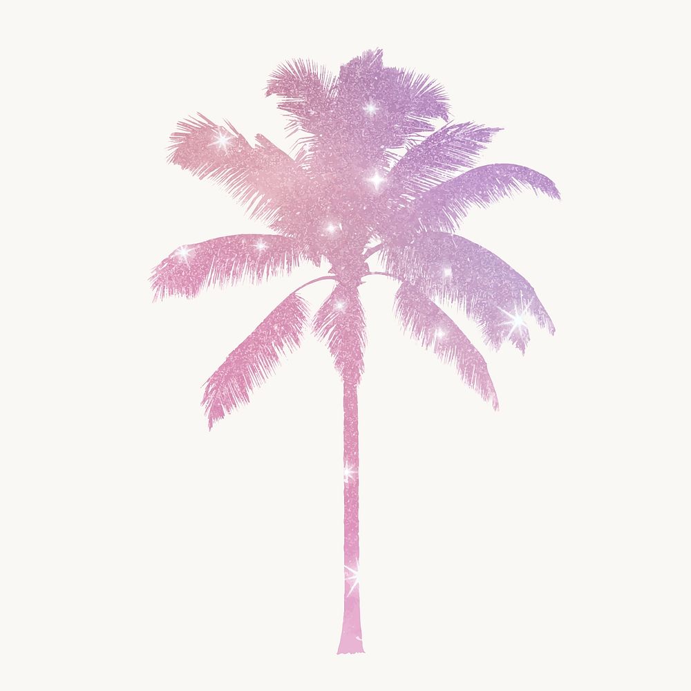 Aesthetic holographic palm tree isolated on white, nature design