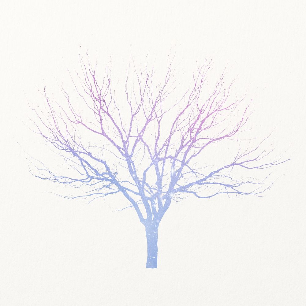 Leafless tree, aesthetic holographic isolated on white, nature design vector