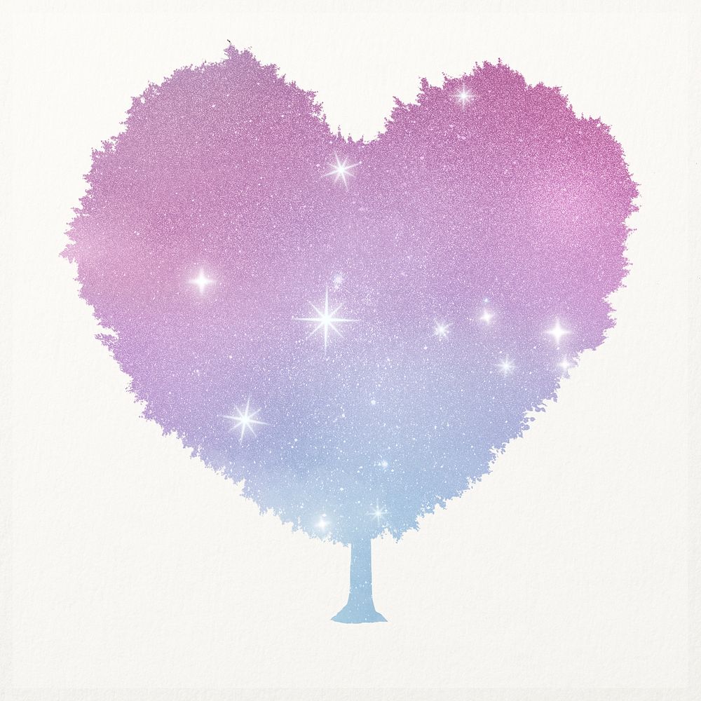 Aesthetic holographic heart tree isolated on white vector