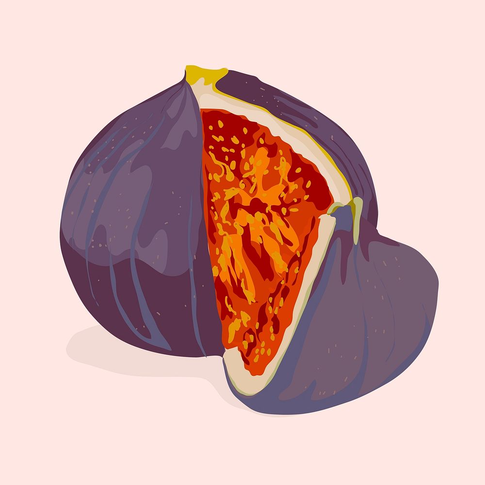 Cute Fig clipart, fruit illustration design psd