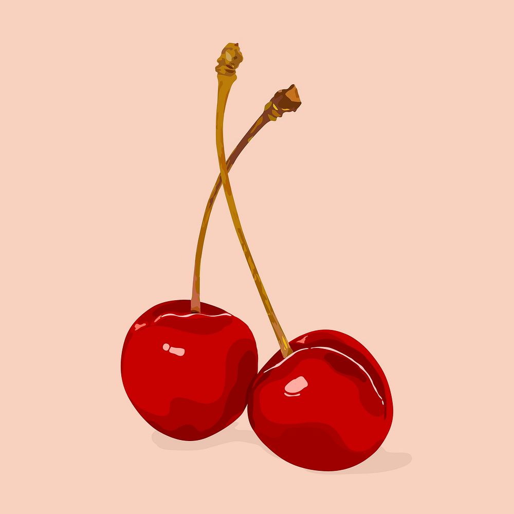 Red cherry fruit clipart, realistic illustration design