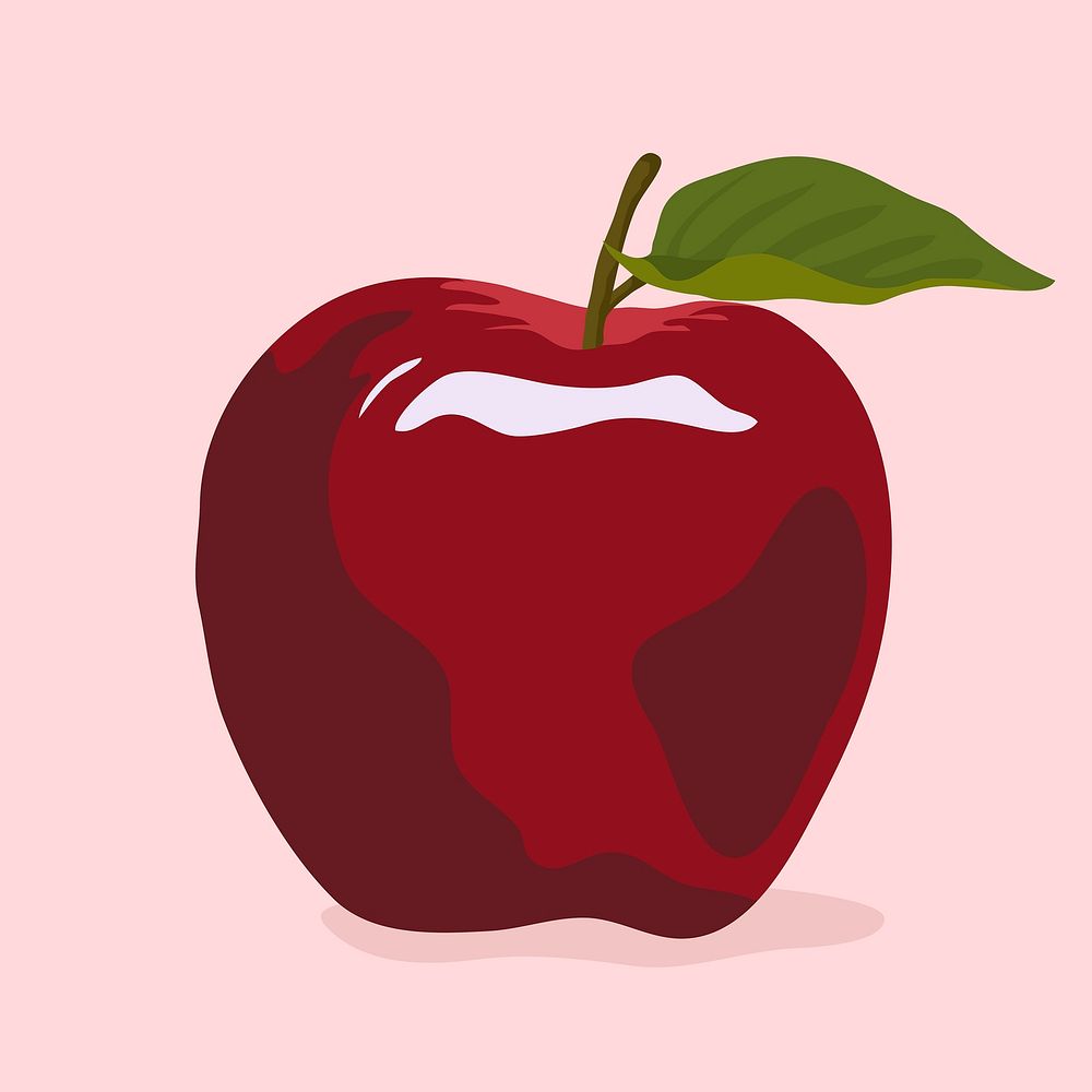 Red apple fruit clipart, realistic illustration design