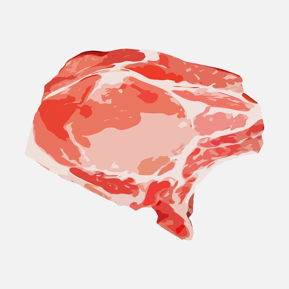Pork chop clipart, food illustration design psd