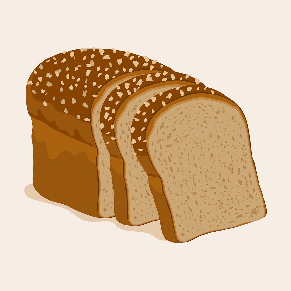 Wheat bread clipart, food illustration design vector