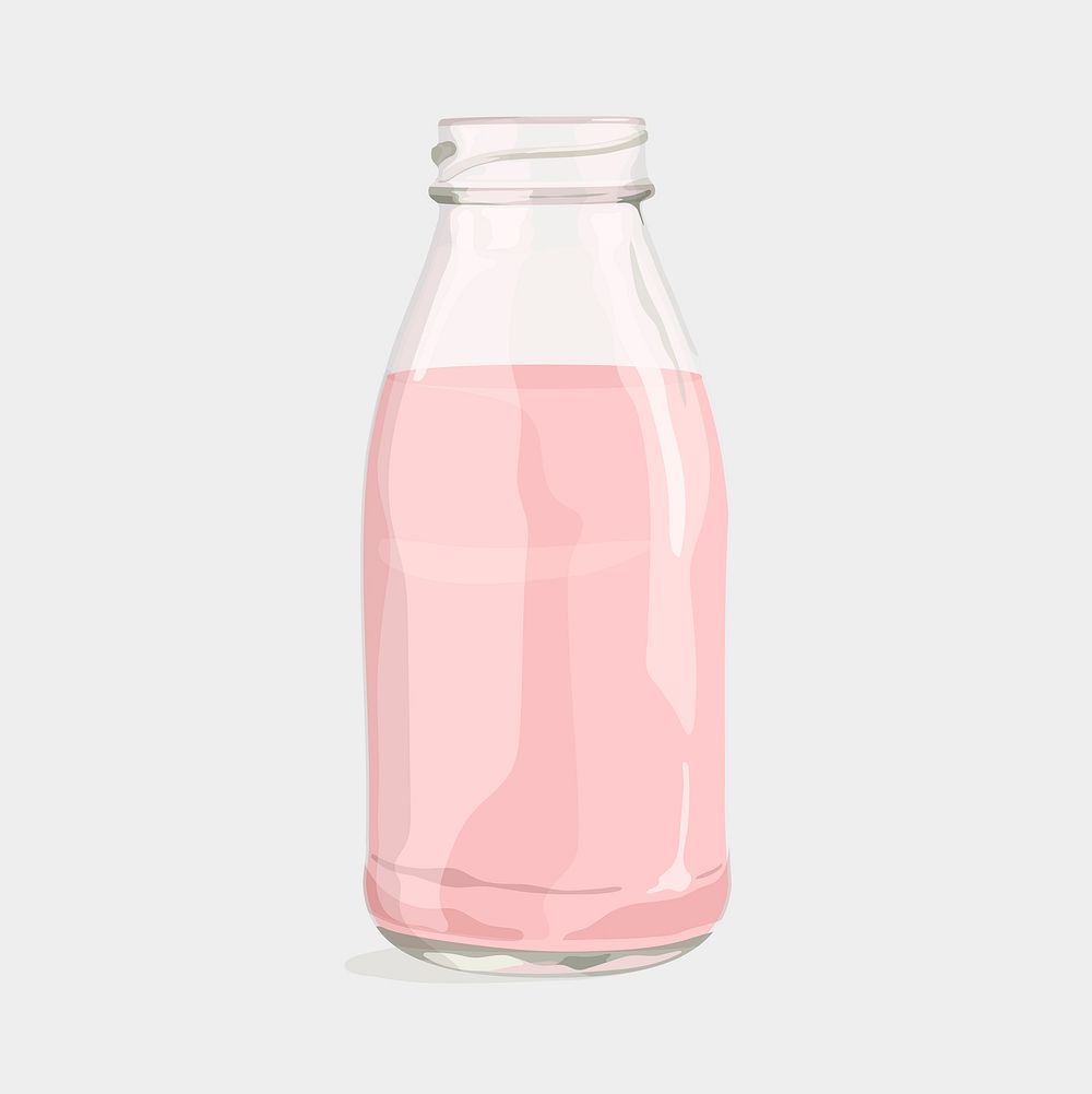 Strawberry milk clipart, drink illustration design vector