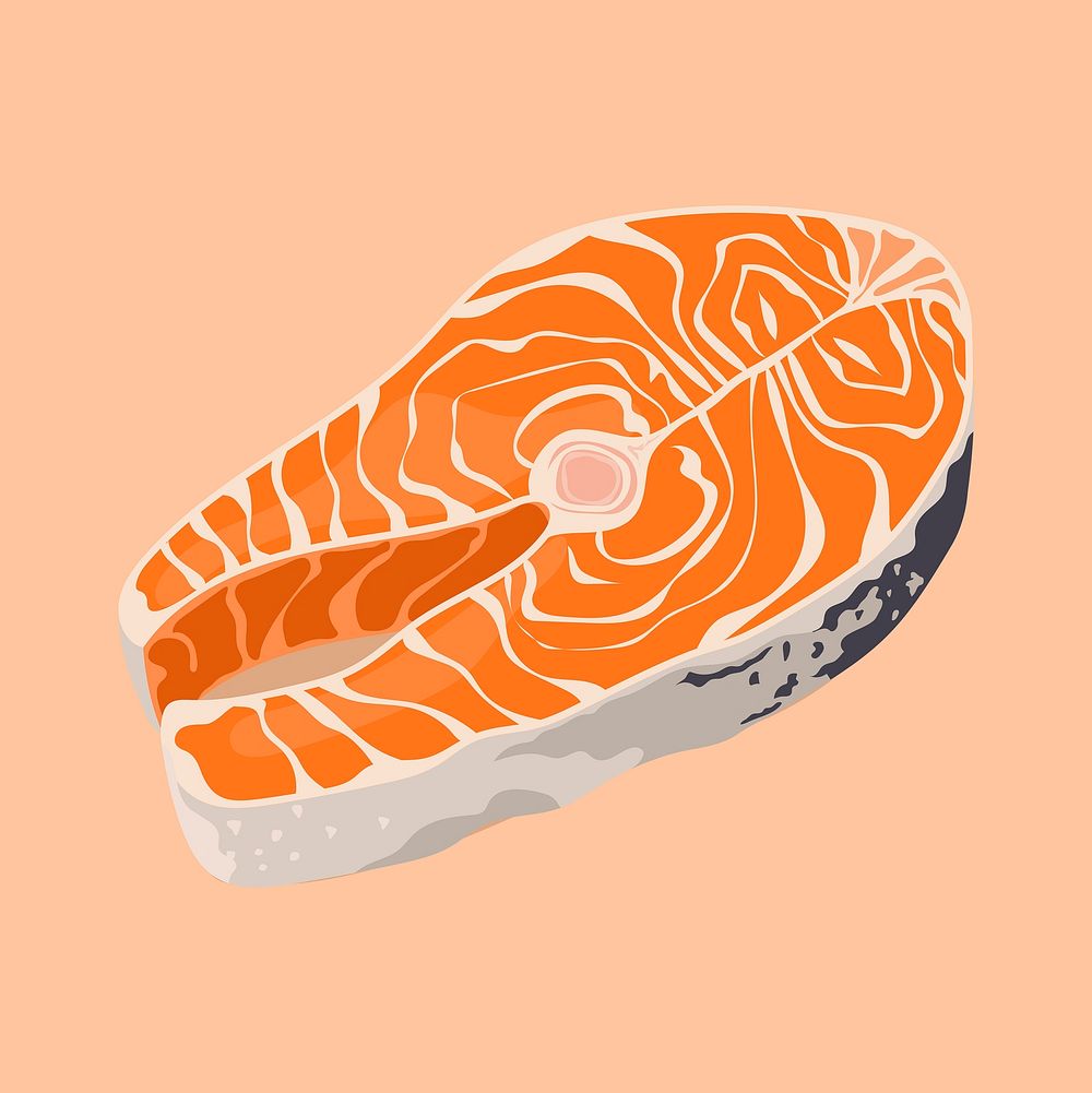 Salmon steak clipart, realistic illustration design