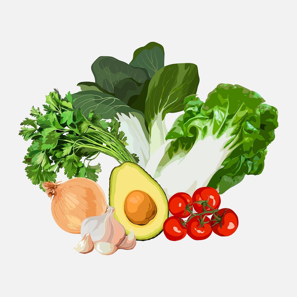 Vegetables clipart, healthy food illustration design vector