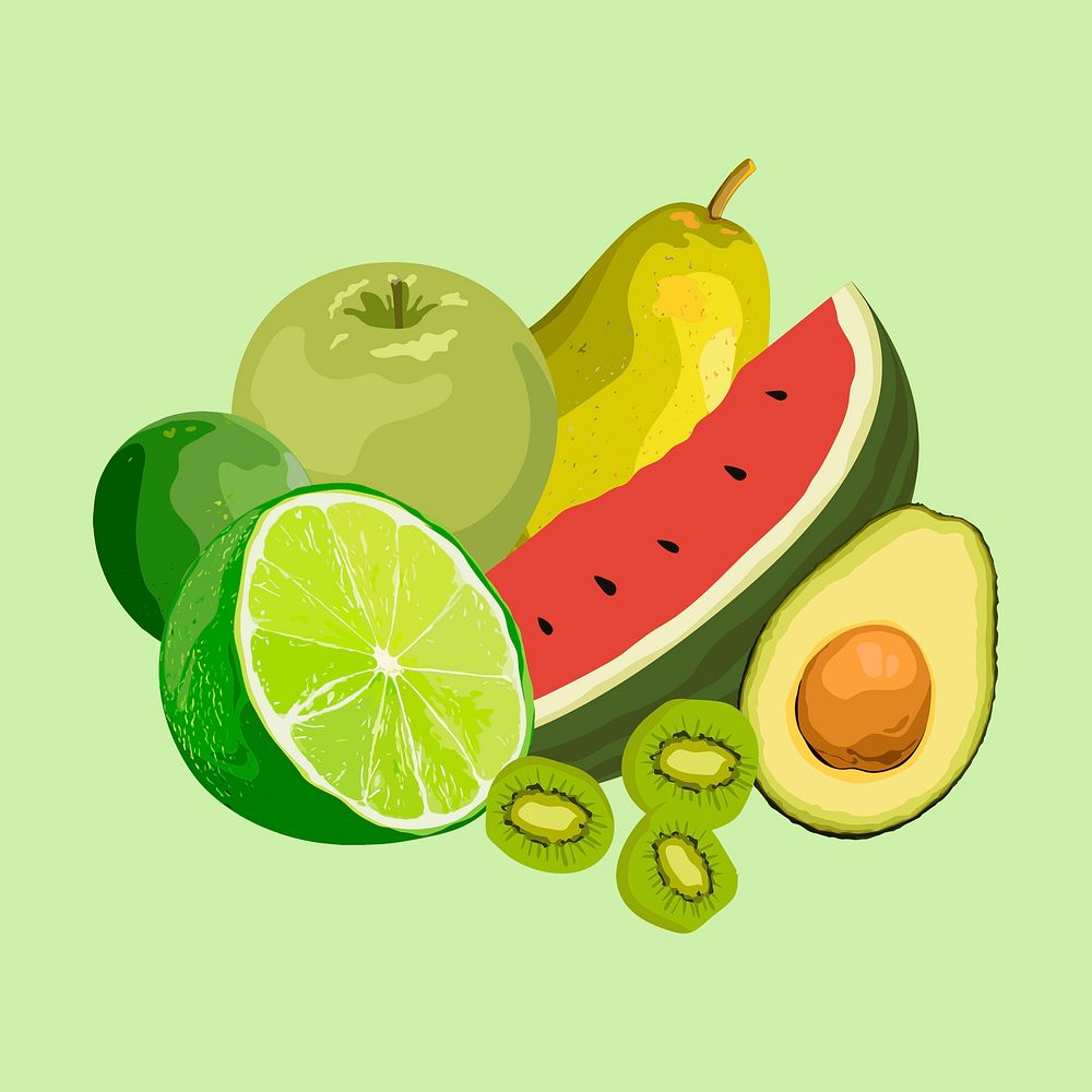 Cute fruits clipart, realistic illustration design psd