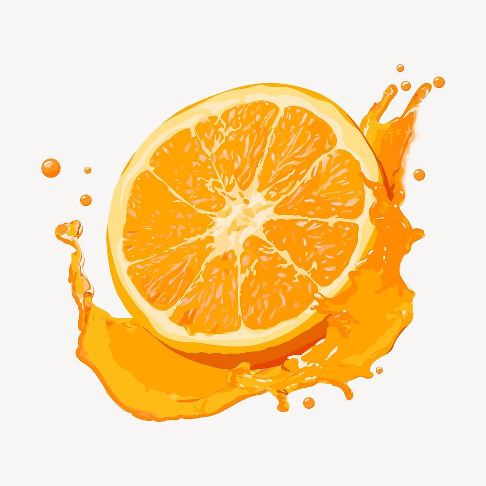 Orange splash clipart, fruit illustration design vector