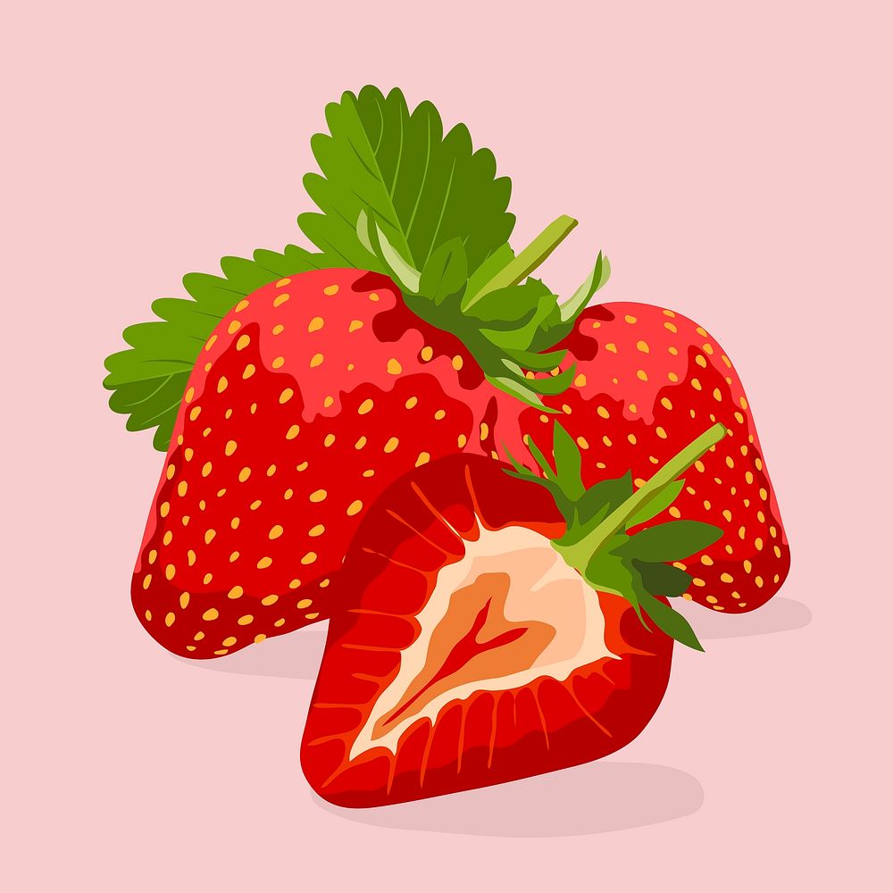 Strawberry clipart, fruit illustration design vector