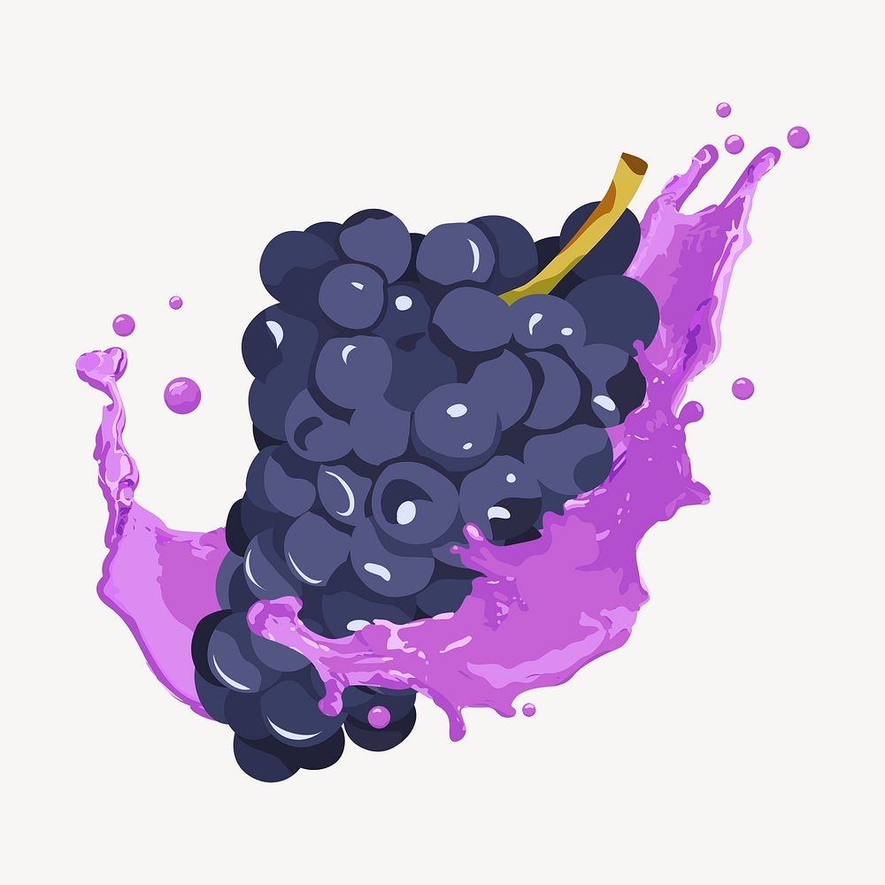 Grapes splash clipart, fruit illustration design psd