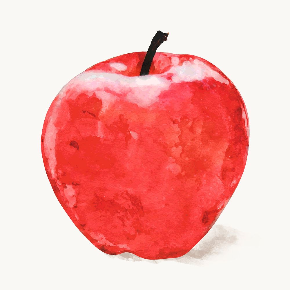 Watercolor red apple clipart, fruit illustration vector art